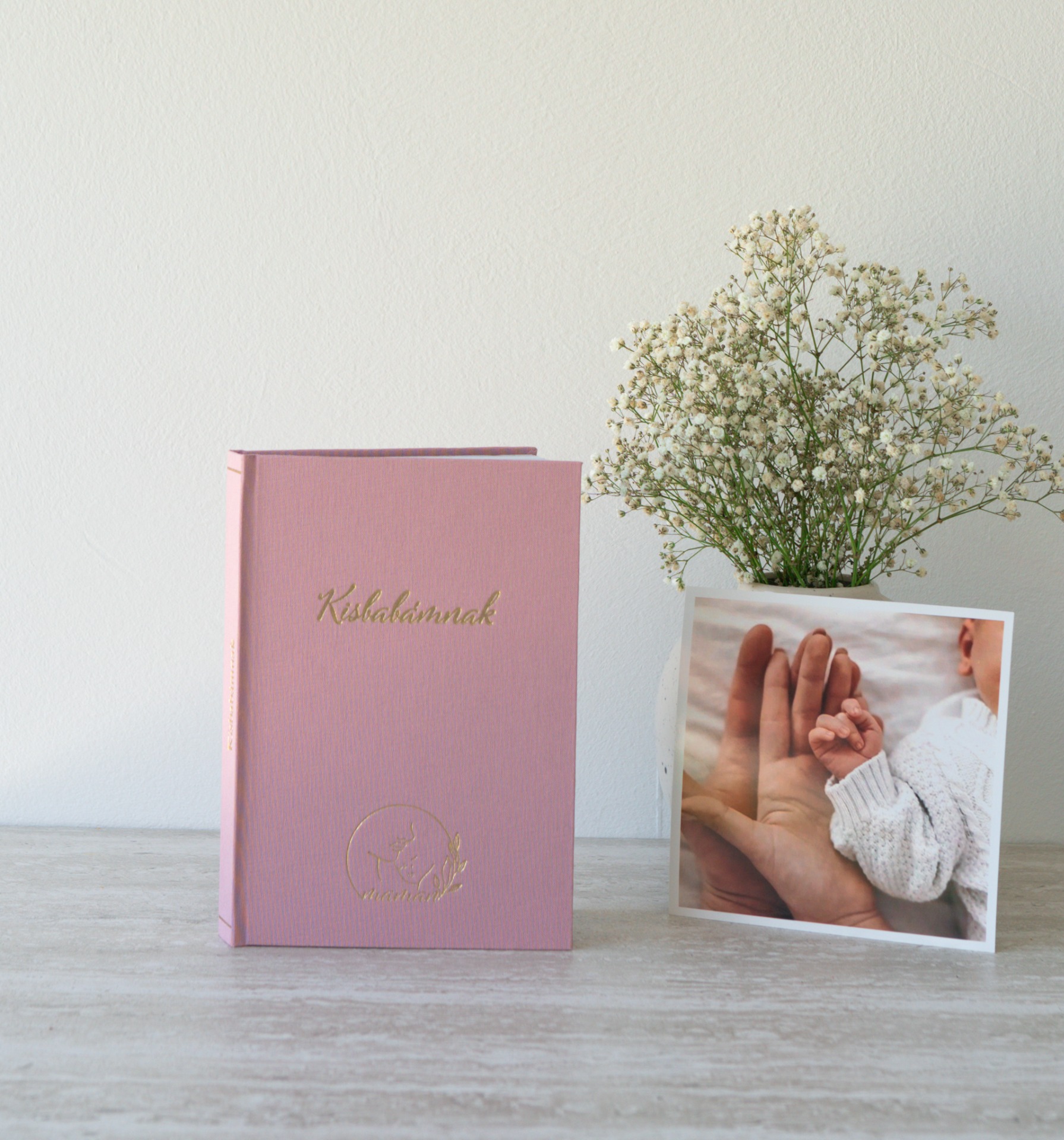 Pasztelrózsaszín babanapló